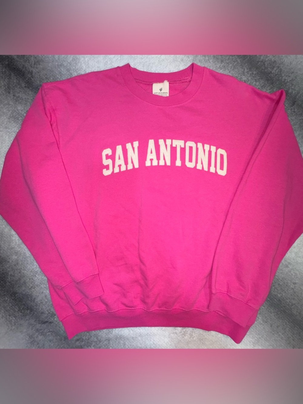 (A2)Soft‎ As A Grape San Antonio Texas Pink Collegiate Crewneck Sweatshirt - S